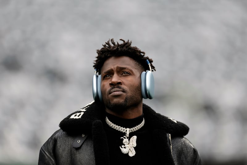 Tampa Bay receiver Antonio Brown walks on the field before a game against the Jets, Jan. 2, 2022, in East Rutherford, N.J.