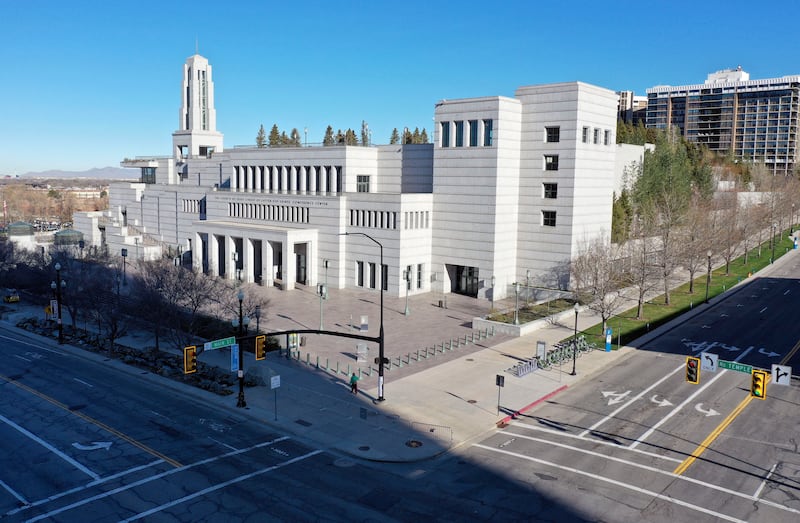 The streets around the Conference Center of The Church of Jesus Christ of Latter-day Saints is empty during conference weekend.