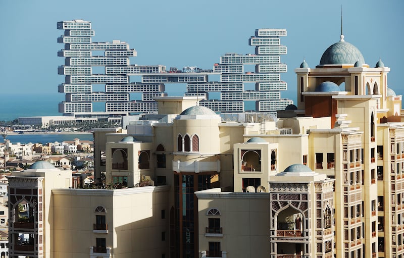 Residences and hotels contrast in Dubai, United Arab Emirates, on Tuesday, March 29, 2022.