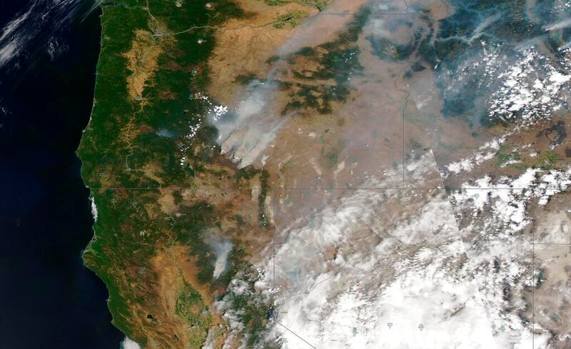 Wildfires from Oregon, Idaho, and Northern California.