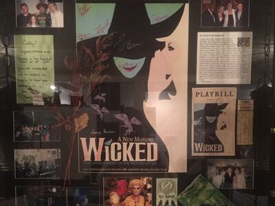 Cathy Brady has a shadow box in her home with photos and mementoes from 2005 when she was in "Wicked" for a day.