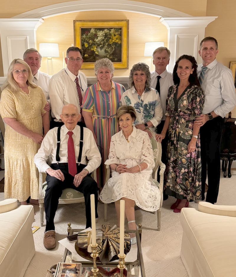 President Dallin H. Oaks and his wife, Sister Kristen M. Oaks, gather with family in Utah on Monday, Aug. 10, 2026, to celebrate his 94th birthday.
