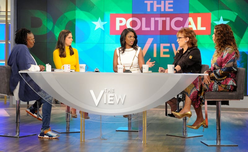 Omarosa Manigault Newman, author of “Unhinged: An Insider’s Account of the Trump White House” is the guest on Monday, Sept. 10, 2018. "The View" airs Monday-Friday (9-10 a.m., MT) on the ABC Television Network. Pictured, from left, are Whoopi Goldberg, A