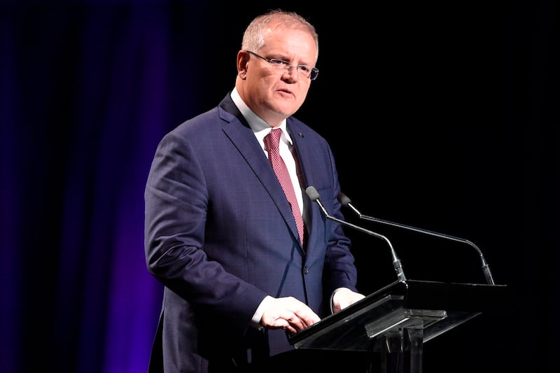 In this Feb. 23, 2020, file photo, Australian Prime Minister Scott Morrison speaks in Sydney, at a state memorial service for the victims of recent wildfires