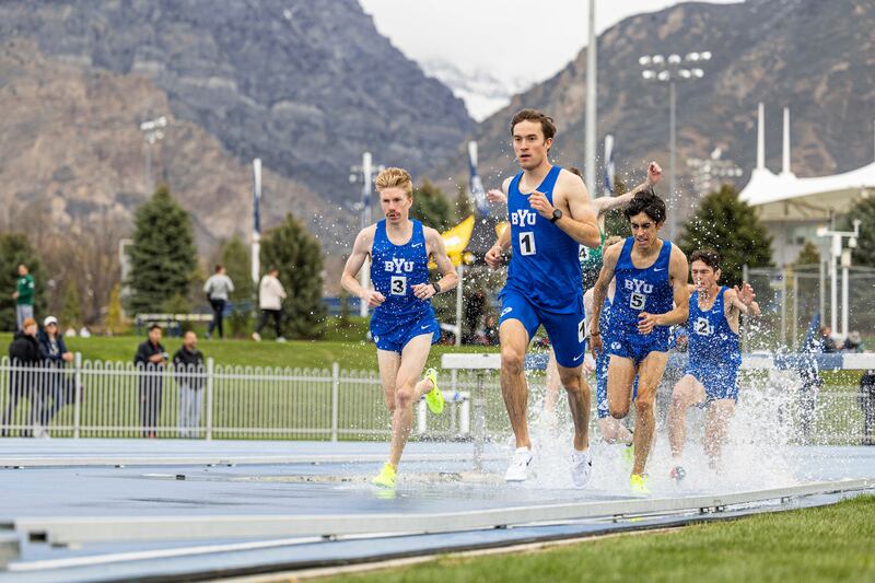 BYU’s Kenneth Rooks (1) won the men’s steeplechase at the NCAA outdoor track and field championships on June 9, 2023.