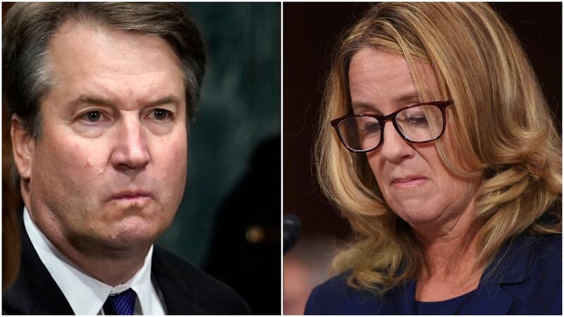 Brett Kavanaugh and Christine Blasey Ford testify to the Senate Judiciary Committee on Capitol Hill in Washington, Thursday, Sept. 27.