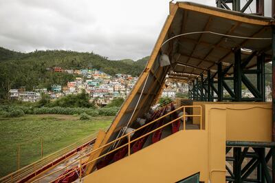 A damaged baseball park in Comerío, Puerto Rico, is pictured on Friday, Dec. 8, 2017.