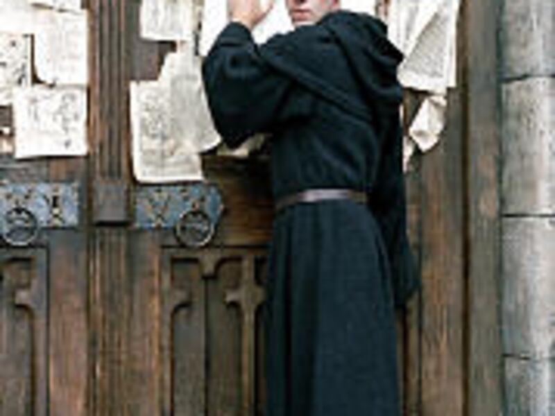 Joseph Fiennes as Martin Luther.