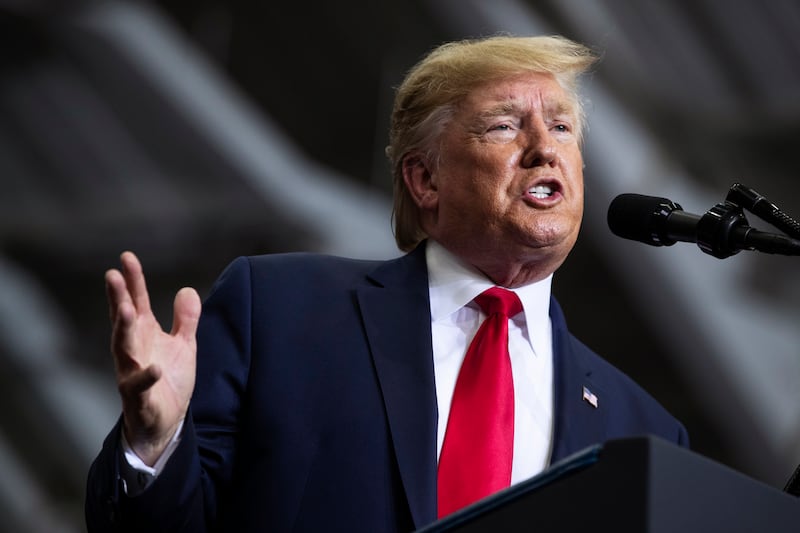 Former President Donald Trump speaks in Monroe, Louisiana, in November 2020.