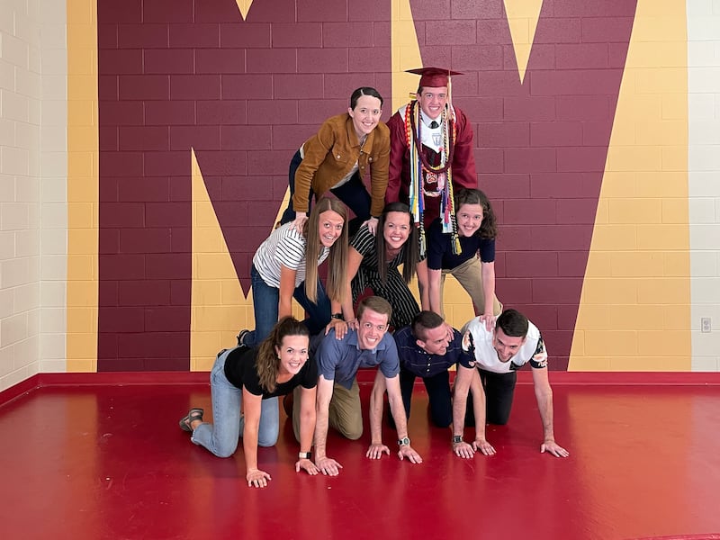 The Bates siblings gather for a photo after the youngest graduated May 25 from Mountain View High School in Orem.