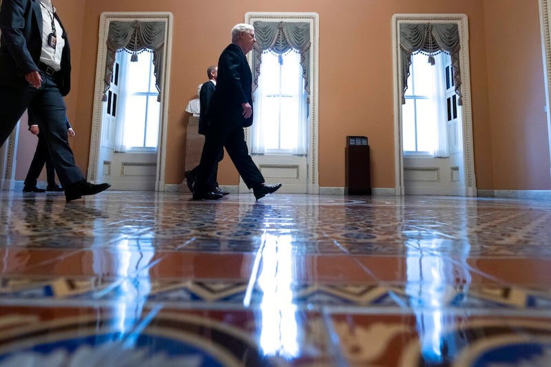 Senate Minority Leader Mitch McConnell of Kentucky at the Capitol in Washington.