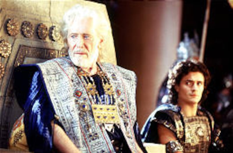 Peter O'Toole, left, stars as King Priam with Orlando Bloom as Paris in "Troy," opening nationwide today.
