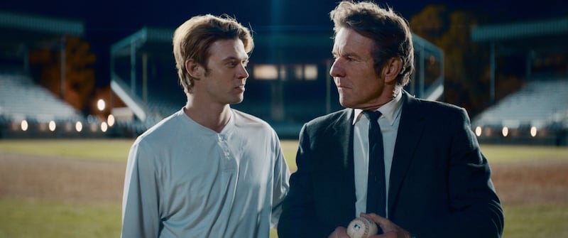 Colin Ford (left) as Rickey Hill and Dennis Quaid (right) as James Hill in the film ‘The Hill.’