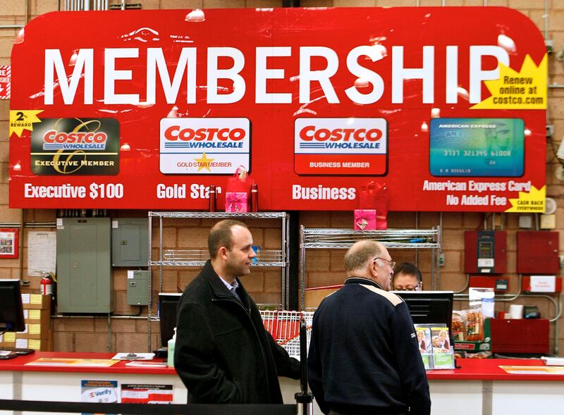 Consumers apply for Costco membership at the Costco Wholesale store in Glendale, Calif., in a photo from 2011.
