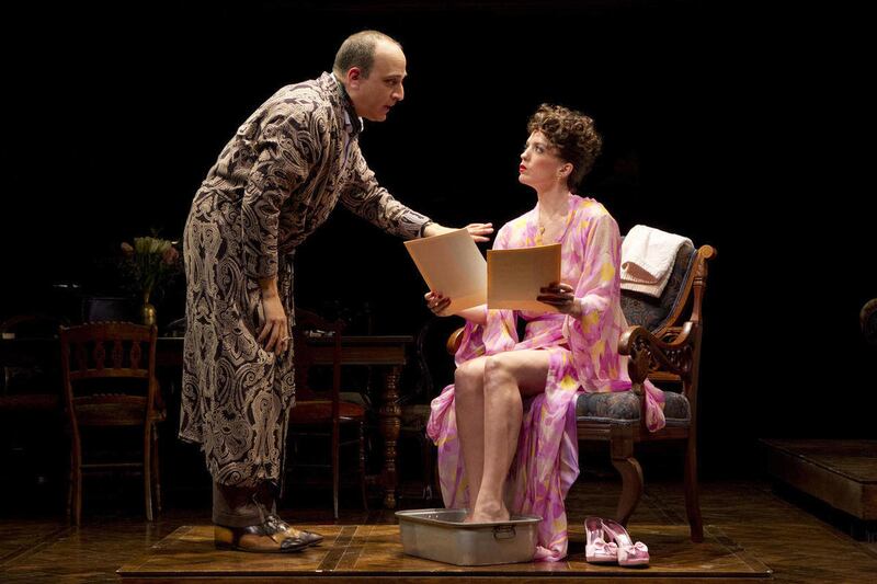 In an undated publicity photo released by The Public Theater, from left, Julian Fleisher and Kacie Sheik, are shown in a scene from the musical "February House," currently performing off-Broadway from May 8 through June 10, 2012 at The Public Theater in N