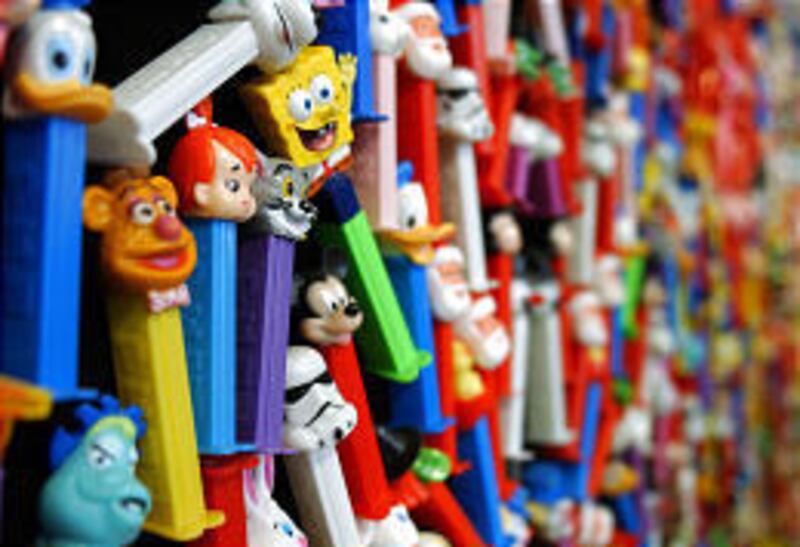 A display of PEZ dispensers is seen at the newly opened Easton Museum of PEZ in Easton, Pa.