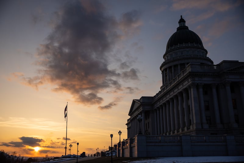 The Capitol in Salt Lake City is pictured on the last night of the legislative session.