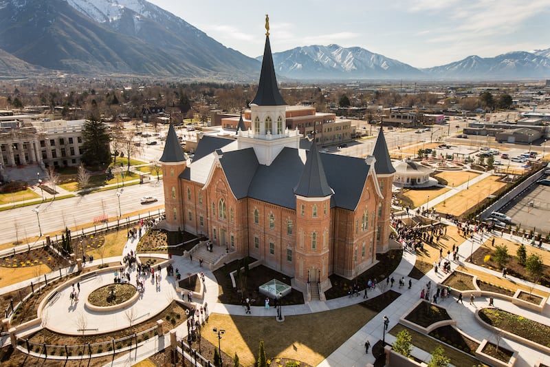 Attendees leave the Provo City Center Temple after the first dedicatory session in March 2016.