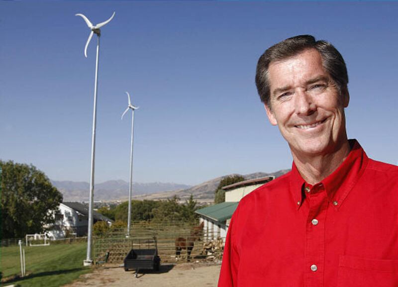 Michael Brooks of Highland plans to put up a 45-foot wind turbine in his backyard like the one seen here in an Alpine backyard.