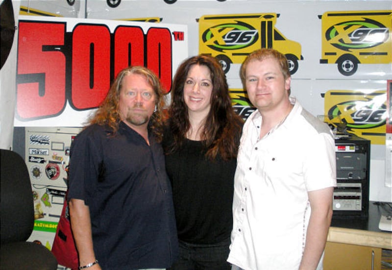 Bill Allred, Gina Barberi and Kerry Jackson during KXRK radio's production of the 5,000th "Radio From Hell" show.