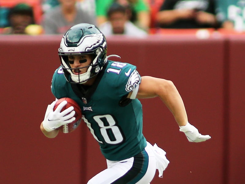 Philadelphia Eagles wide receiver Britain Covey runs during game against the Washington Commanders, Sunday, Sept. 25, 2022.