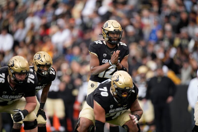 Colorado quarterback Brendon Lewis in the first half of a game Saturday, Nov. 20, 2021, in Boulder, Colo.