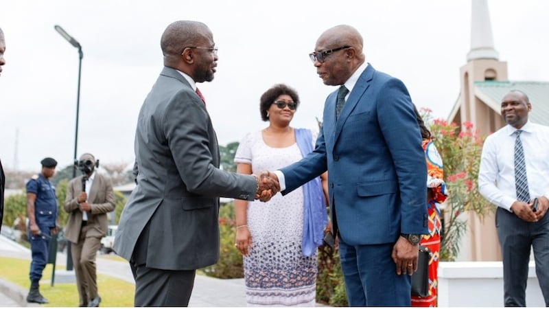 Church and government leaders greet each other at a stake center in Kinshasa, Democratic Republic of the Congo, on Sept. 3, 2026.