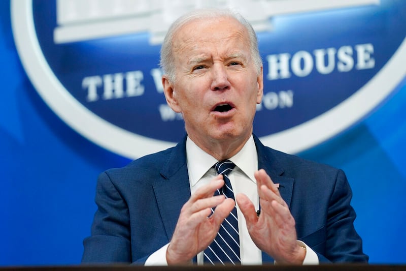 President Joe Biden speaks in Washington.