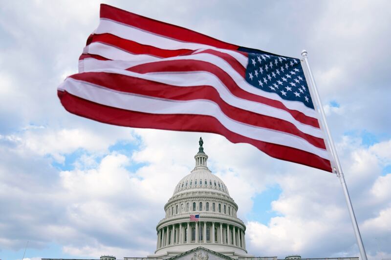 The U.S. flag flies at the Capitol in Washington, Feb. 6, 2023.