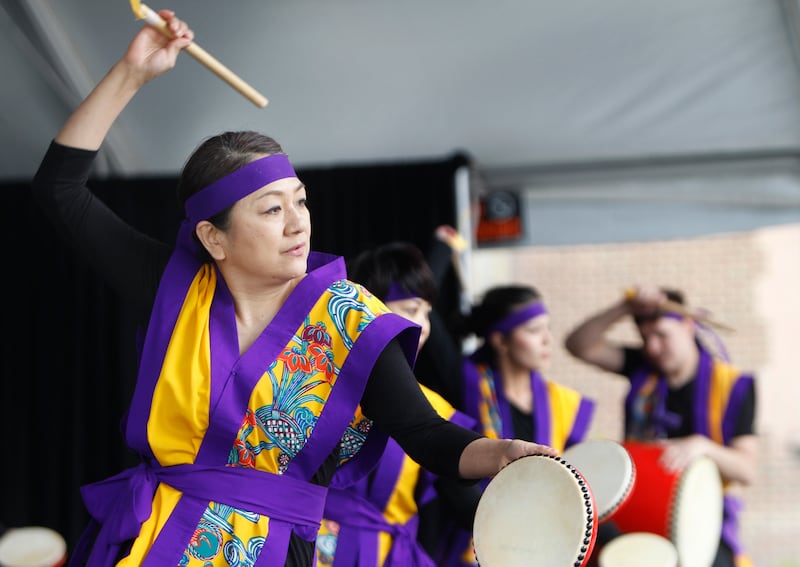 Performers dance at the 10th annual Nihon Matsuri Japan Festival in Salt Lake City Saturday, April 25, 2015.