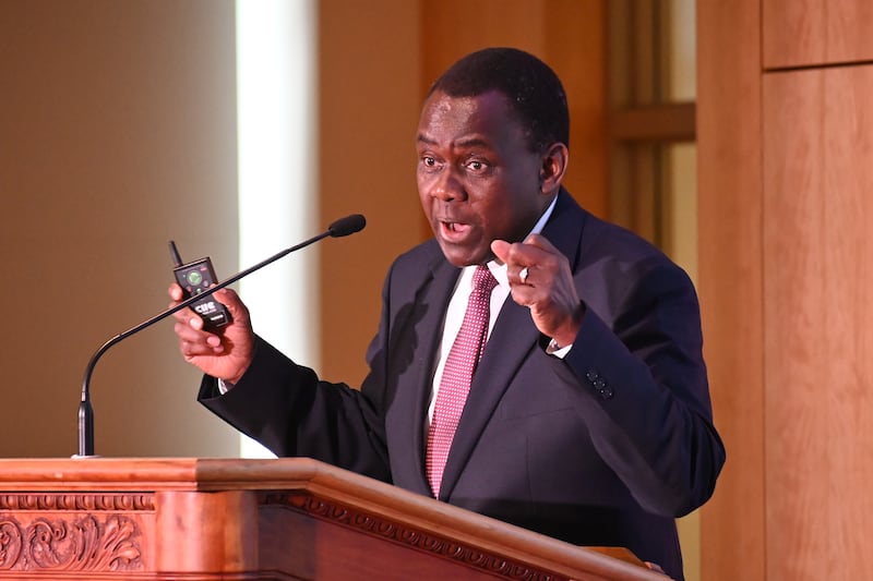 Elder Edward Dube of the Presidency of the Seventy speaks at the International Society Conference at BYU on April 7, 2025.