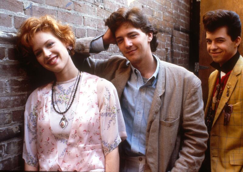 Molly Ringwald, Andrew McCarthy, Jon Cryer in “Pretty in Pink.”