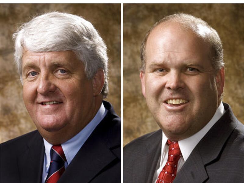 Rep. Rob Bishop, the Republican incumbent for Utah's 1st District, and Democratic challenger Morgan Bowen, right.