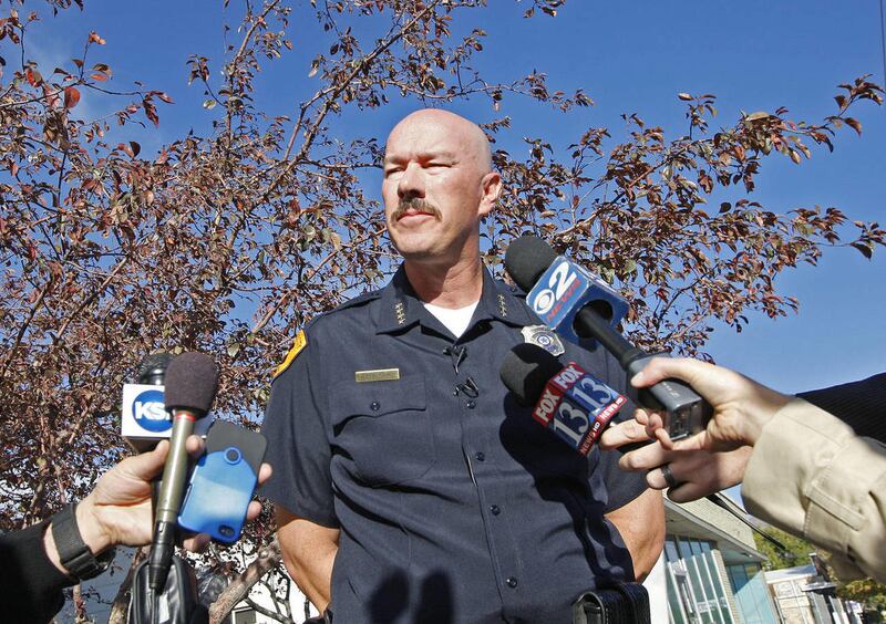 Salt Lake City Police Chief Chris Burbank talks to reporters Oct. 5, 2012, in Salt Lake City. Burbank met with President Obama Monday to discuss gun control.