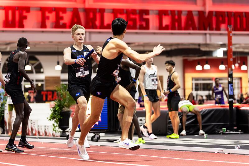 BYU runners compete in the Big 12 indoor championships last month. The Cougars will be sending 15 athletes to compete in the NCAA championships in Virginia Beach, Virginia, this weekend.