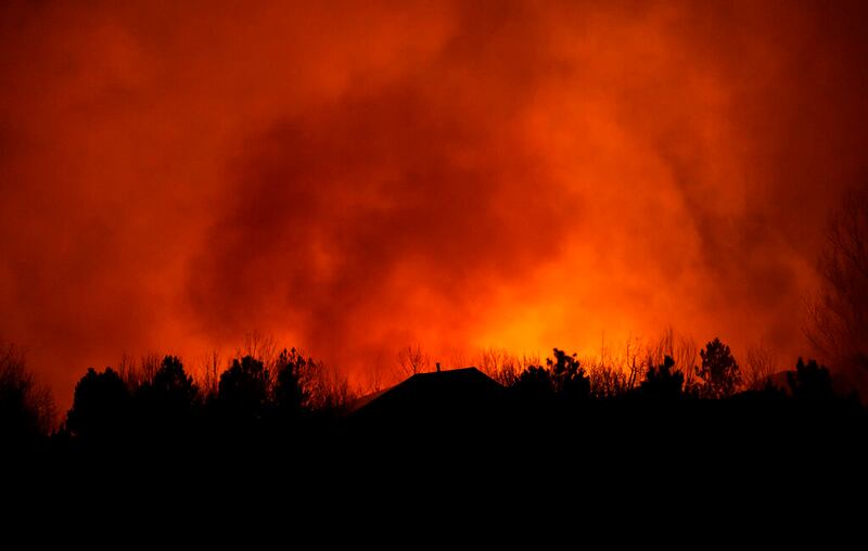 A wildfire burns in Superior, Colorado.