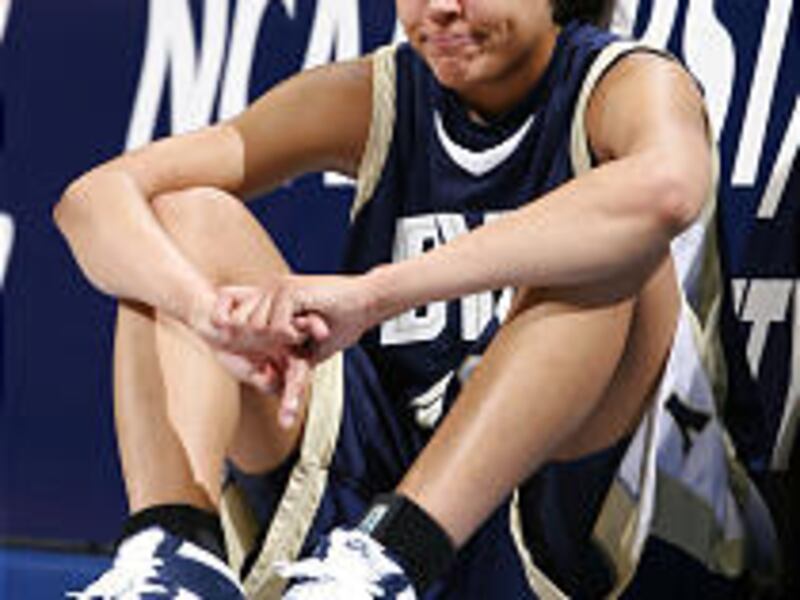 Ambrosia Anderson looks on as time runs out in BYU's loss to Oklahoma.