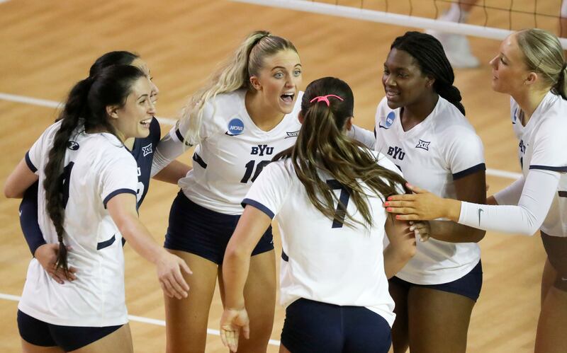 BYU plays Weber State in the first round of the 2023 NCAA Women’s Volleyball Tournament at the Smith Fieldhouse in Provo on Friday, Dec. 1, 2023. BYU won 3-0.