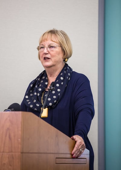 Former Justice Christine Durham talk about the formation of a Conviction Integrity Unit at Salt Lake County District Attorney’s Office in Salt Lake City on Monday, Oct. 8, 2018.