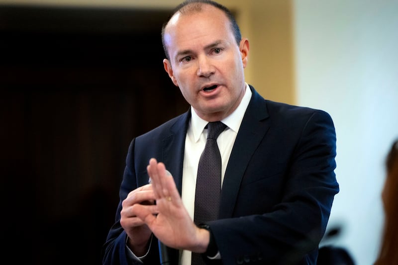 U.S. Sen. Mike Lee speaks to House Democrats at the Capitol in Salt Lake City.