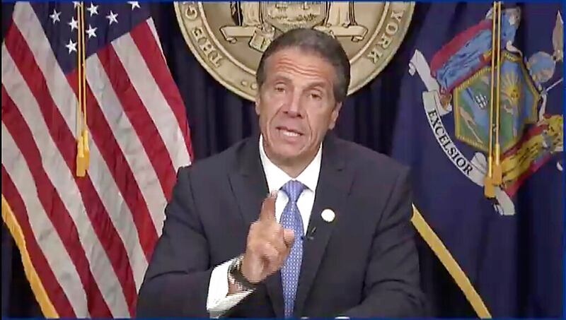 New York Gov. Andrew Cuomo speaks during a news conference.