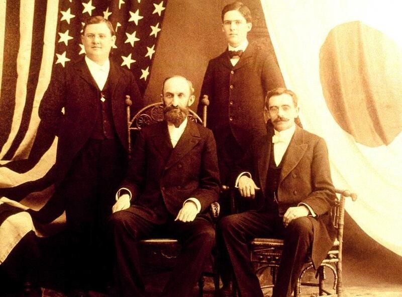 The missionaries called to open Japan for the preaching of the gospel were, from left, Horace S. Ensign, Heber J. Grant, Alma O. Taylor and Louis A. Kelsch.