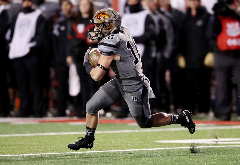 Utah Utes receiver Britain Covey fields a kickoff during game against No. 3 Oregon at Rice-Eccles Stadium in Salt Lake City.