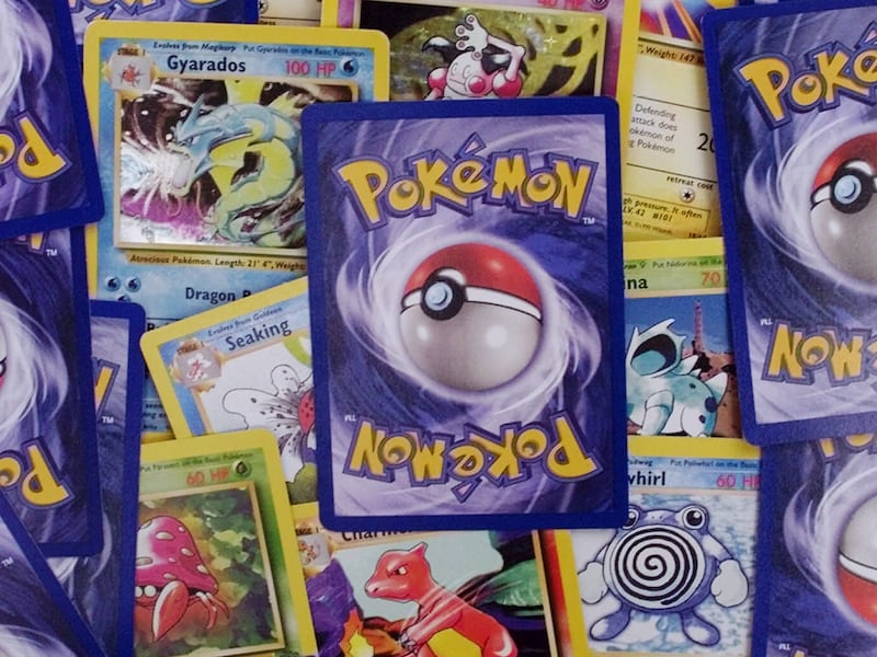 A selection of Pokemon trading cards are displayed in Scituate, Massachusetts.