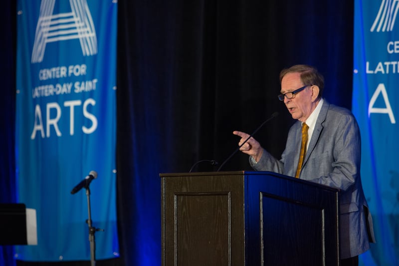 Richard Bushman, author, historian and scholar, speaks at a dinner on Saturday, Sept. 25, 2021.