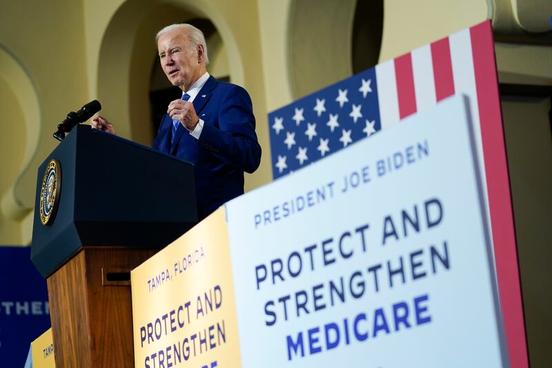 President Joe Biden speaks about his administration’s plans to protect Social Security and Medicare and lower healthcare costs.