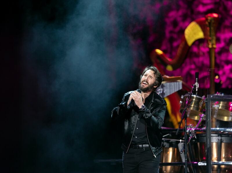 Singer Josh Groban performs at Vivint Arena in Salt Lake City.