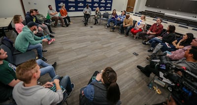 Ekpe Udoh's book club discussing the book "Little Fires Everywhere" by Celeste Ng at the Zions Bank Basketball Campus in Salt Lake City on Thursday, Dec. 28, 2017.