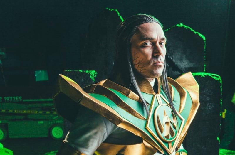 Jason David Frank poses as Lord Drakkon for a YouTube video promoting the character.