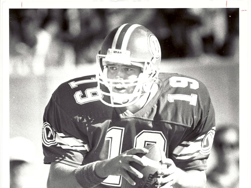 Utah quarterback Scott Mitchell led the Utes to a surprisingly lopsided victory over the BYU Cougars in 1988.